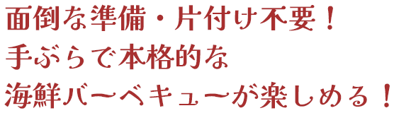 面倒な準備・片付け不要！手ぶらで本格的な海鮮バーベキューが楽しめる！